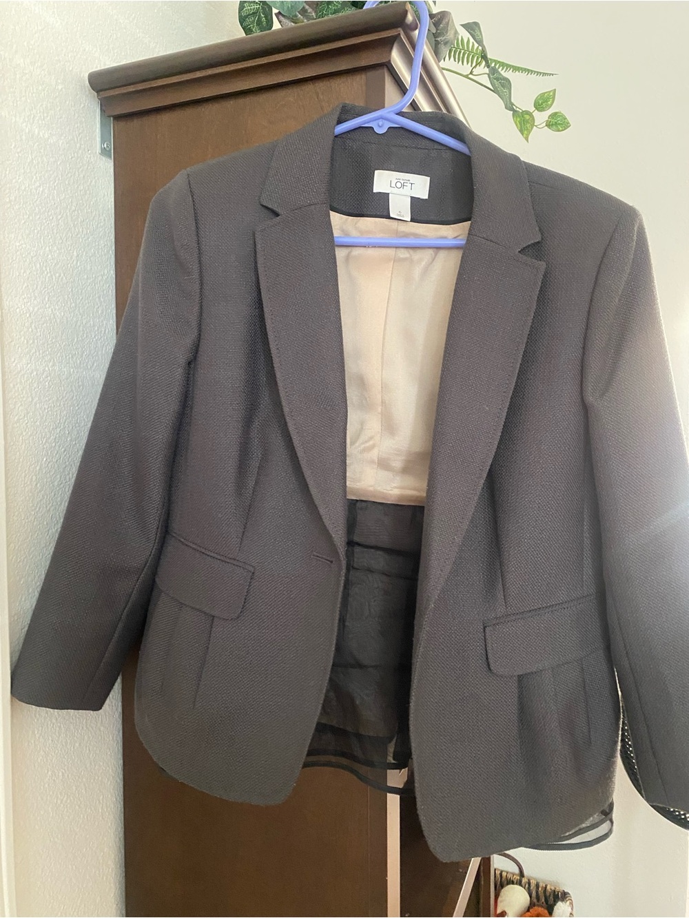 LOFT Women's Dark Gray Textured Blazer